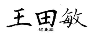 丁謙王田敏楷書個性簽名怎么寫