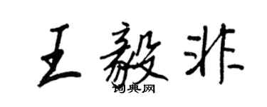 王正良王毅非行書個性簽名怎么寫