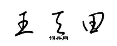 梁錦英王天田草書個性簽名怎么寫