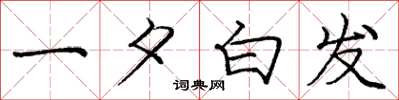 龐中華一夕白髮楷書怎么寫