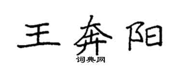 袁強王奔陽楷書個性簽名怎么寫