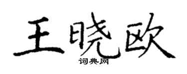 丁謙王曉歐楷書個性簽名怎么寫