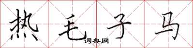 田英章熱毛子馬楷書怎么寫