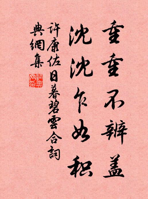 許康佐重重不辨蓋,沈沈乍如積書法作品欣賞