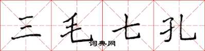 侯登峰三毛七孔楷書怎么寫