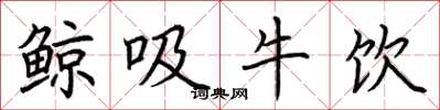 荊霄鵬鯨吸牛飲楷書怎么寫