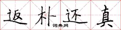 侯登峰返樸還真楷書怎么寫