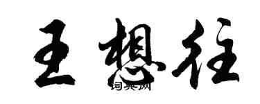 胡問遂王想往行書個性簽名怎么寫