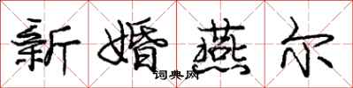 龐中華新婚燕爾行書怎么寫