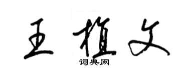 梁錦英王植文草書個性簽名怎么寫