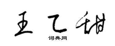 梁錦英王乙甜草書個性簽名怎么寫