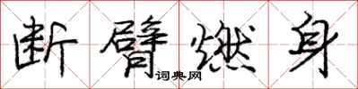 龐中華斷臂燃身行書怎么寫