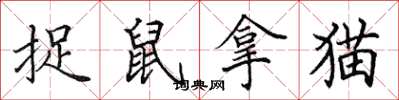 田英章捉鼠拿貓楷書怎么寫