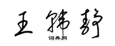 梁錦英王韓靜草書個性簽名怎么寫