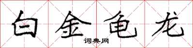 袁強白金龜龍楷書怎么寫
