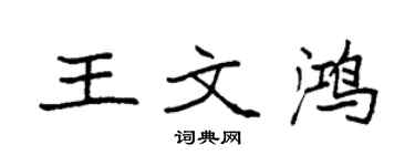 袁強王文鴻楷書個性簽名怎么寫