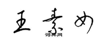 梁錦英王素女草書個性簽名怎么寫