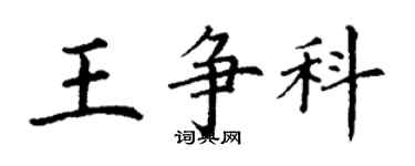 丁謙王爭科楷書個性簽名怎么寫