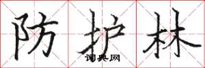 駱恆光防護林楷書怎么寫