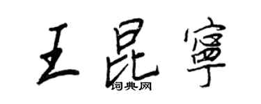 王正良王昆寧行書個性簽名怎么寫