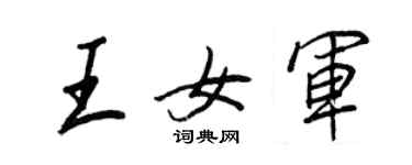 王正良王女軍行書個性簽名怎么寫