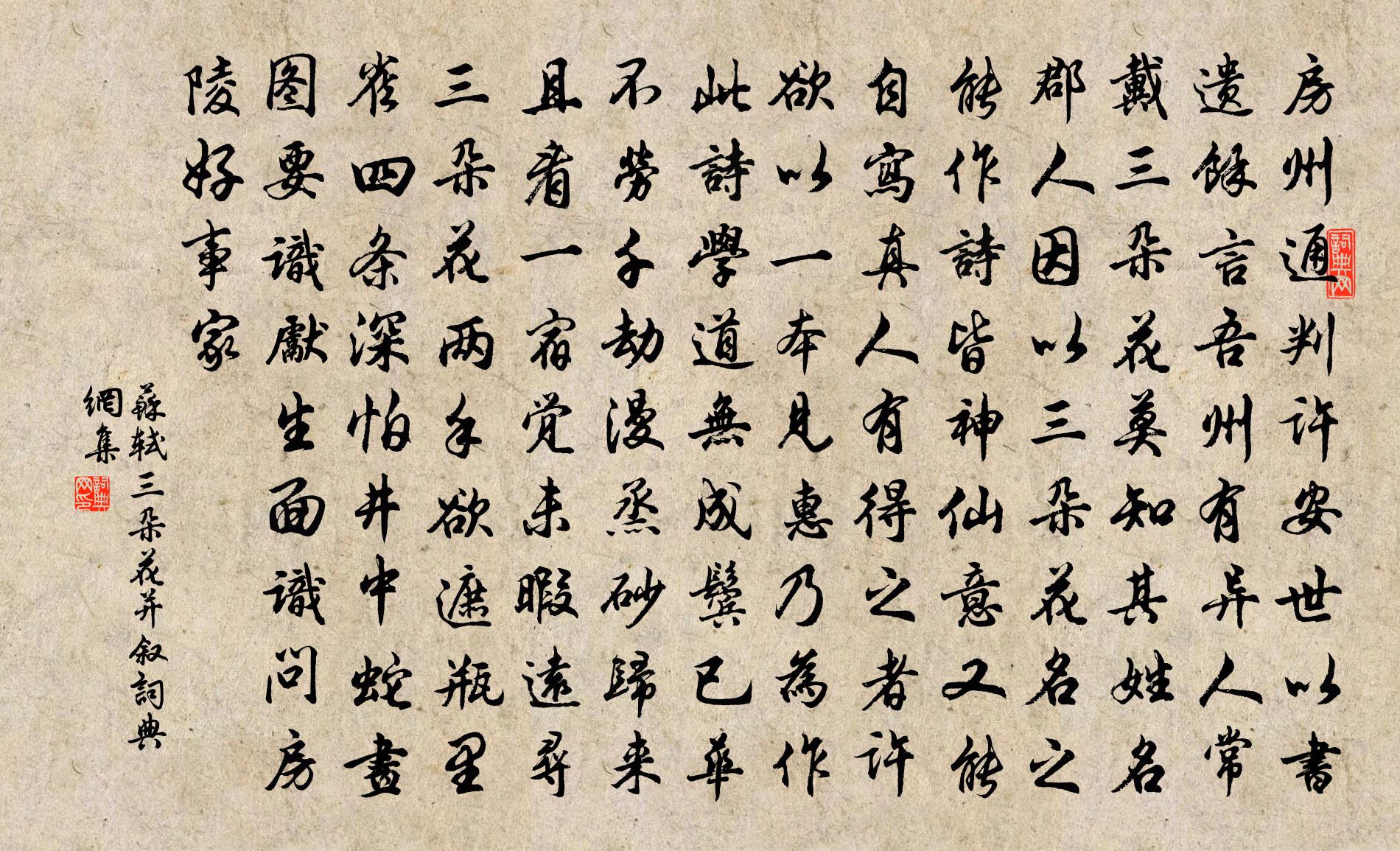 蘇軾三朵花(並敘)書法作品欣賞