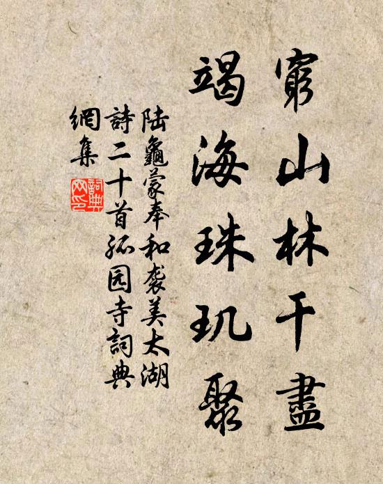 陸龜蒙窮山林乾盡,竭海珠璣聚書法作品欣賞