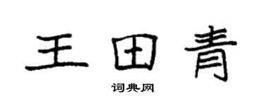 袁強王田青楷書個性簽名怎么寫