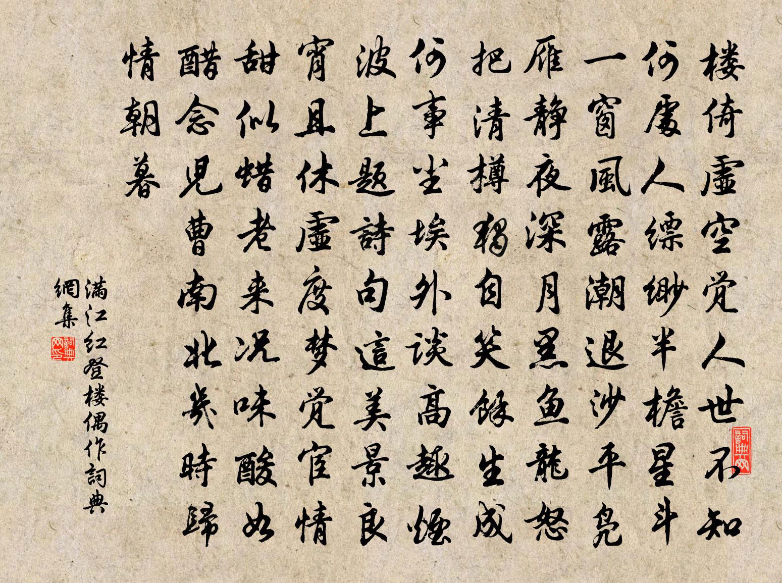 佚名滿江紅(登樓偶作)書法作品欣賞