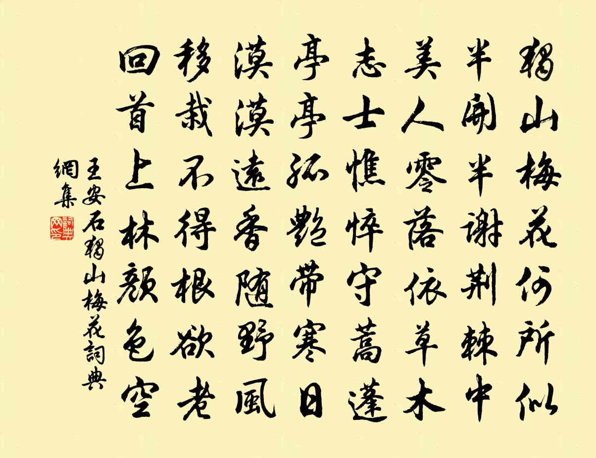 王安石獨山梅花書法作品欣賞