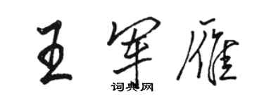 駱恆光王軍雁行書個性簽名怎么寫