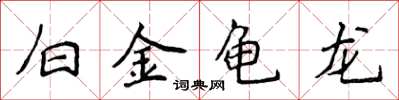 侯登峰白金龜龍楷書怎么寫