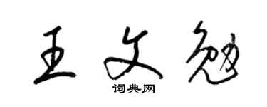 梁錦英王文勉草書個性簽名怎么寫