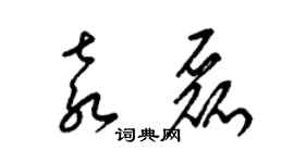 梁錦英袁磊草書個性簽名怎么寫