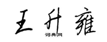 王正良王升雍行書個性簽名怎么寫