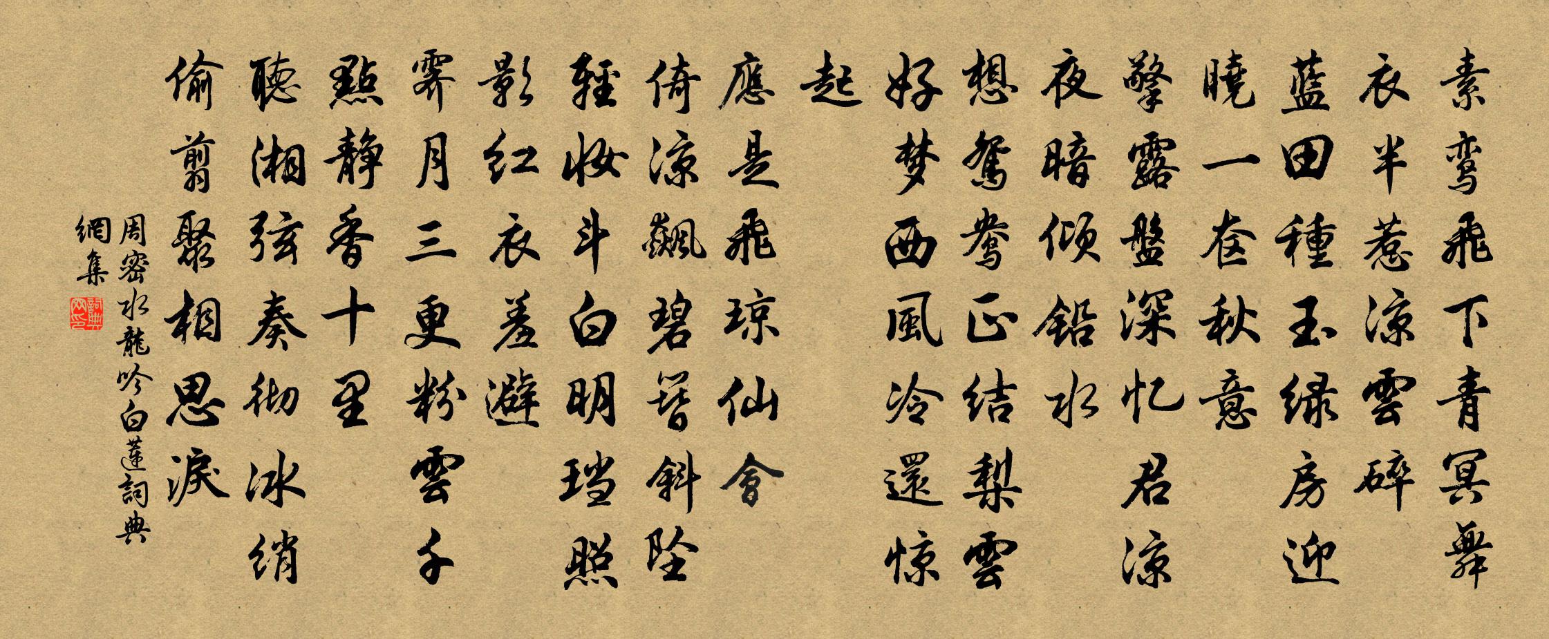 周密水龍吟(白蓮)書法作品欣賞