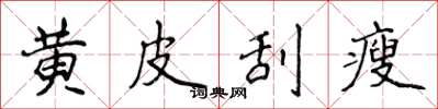 侯登峰黃皮刮瘦楷書怎么寫