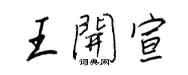 王正良王開宣行書個性簽名怎么寫