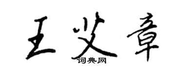 王正良王艾章行書個性簽名怎么寫