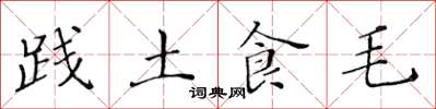 黃華生踐土食毛楷書怎么寫
