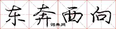 龐中華東奔西向行書怎么寫
