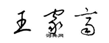 梁錦英王家齊草書個性簽名怎么寫