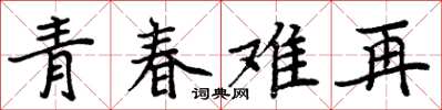 周炳元青春難再楷書怎么寫