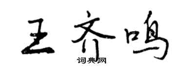曾慶福王齊鳴行書個性簽名怎么寫