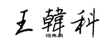 王正良王韓科行書個性簽名怎么寫