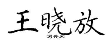 丁謙王曉放楷書個性簽名怎么寫