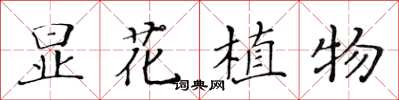黃華生顯花植物楷書怎么寫