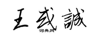 王正良王或誠行書個性簽名怎么寫