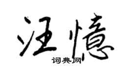 王正良汪憶行書個性簽名怎么寫