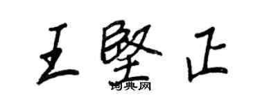 王正良王堅正行書個性簽名怎么寫